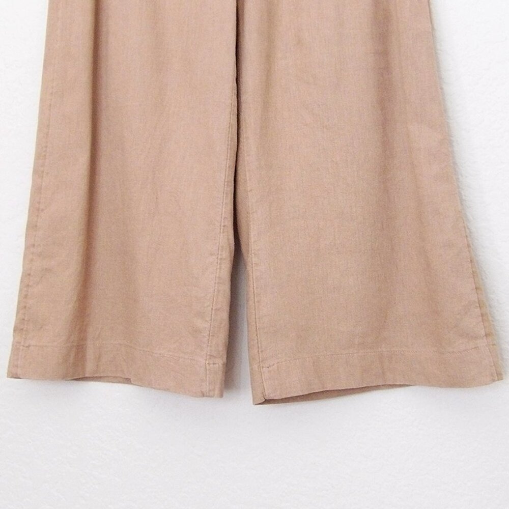 Abercrombie & Fitch Linen Cotton Wide Leg Crop Pull On Pants M Camel Tan Comfy - Picture 9 of 11